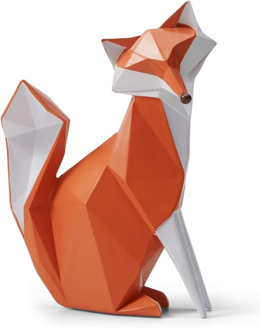 Amoy-Art Figure Decoration Fox Animal Sculpture Statue Geometric Modern Art For Home Cedeau Giftbox Polyresin 20cmH