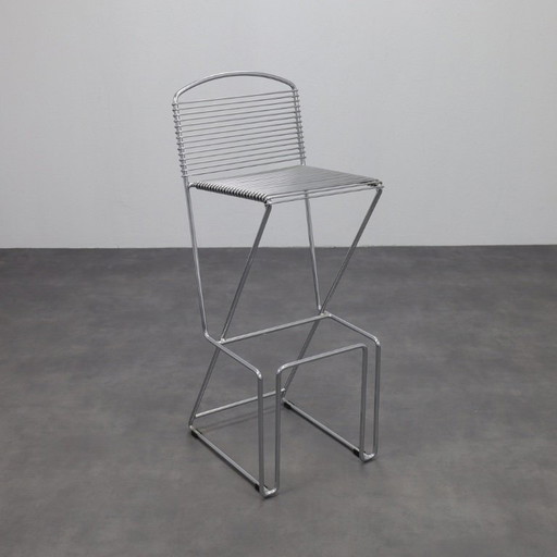 Set of 3 Postmodern Bar Stools in Chrome, 1980s