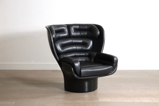 Image 1 of Vintage Elda Loungestoel in zwart op zwart van Joe Colombo voor Comfort Italië 1970