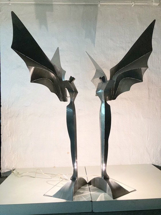 Image 1 of 2 vloerlampen 80s 90s design Reinhard Stubenrauch engel verlicht sculptuur