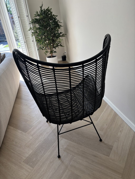 HK Living Rotan Egg Chair Black