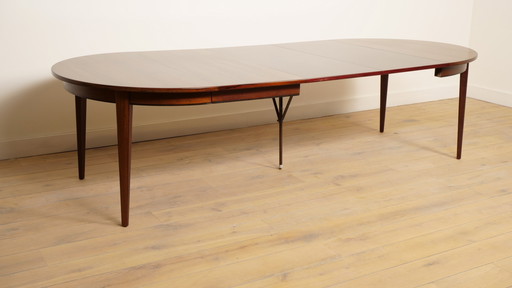 Table à manger ronde vintage | Omann Jun | Bois de rose | extensible
