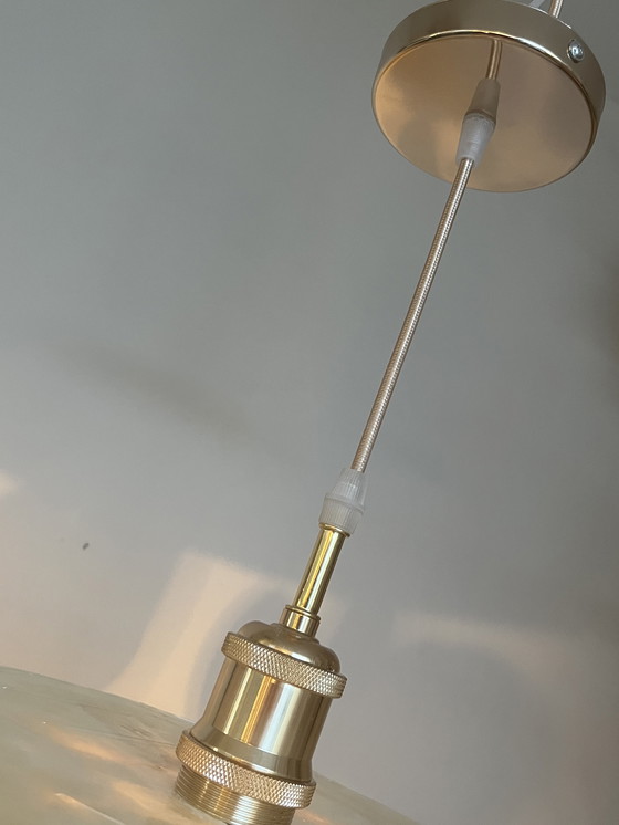 Image 1 of Capiz Schelpen Hanglamp Parelmoer Schelp Gouden Details ! 