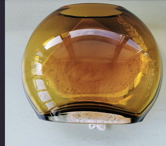 Image 1 of Amber art vase. Characteristic Sommerso technique.