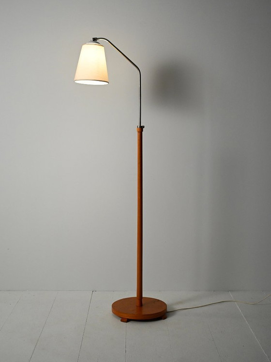 Image 1 of Scandinavian Mid-Century floor lamp in oak and metal