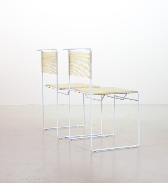Image 1 of Ensemble de 2 chaises d'appoint italiennes minimalistes Flyline 'Spaghetti' par Giandomenico Bellotti, Italie, années 1970