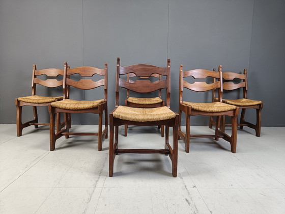 Image 1 of Vintage Oak And Wicker Dining Chairs, 1960S