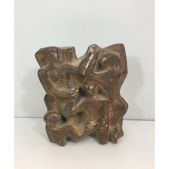 Image 1 of Vintage plaster sculpture of a group of 3 characters, 1950