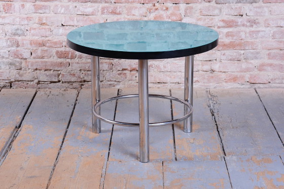 Tavolino da caffè rotondo Bauhaus restaurato, acciaio cromato, ceco, anni '30 – Tavolini da caffè, Vetro (photo 5 of 10)