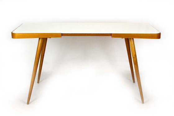 Image 1 of Mid-Century Modern Coffee Table with White Glass Top from Cesky Nabytek, 1960s
