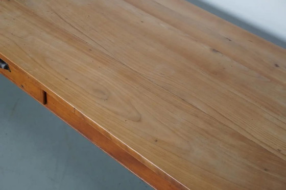 Image 1 of Vintage Franse rustieke boerderij-eettafel van kersenhout, 20e eeuw