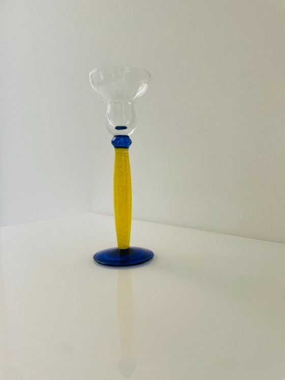 Image 1 of Candelabro vintage di design italiano in vetro Memphis x Murano.