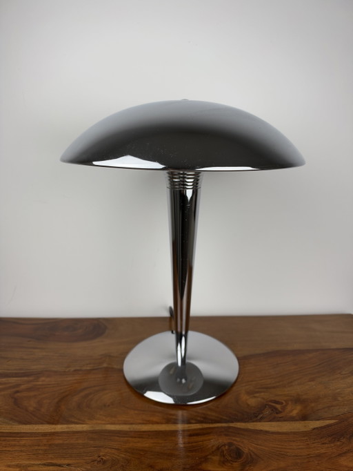 Tischlampe im Dampfer-/Pilz-Stil – Verchromtes Metall