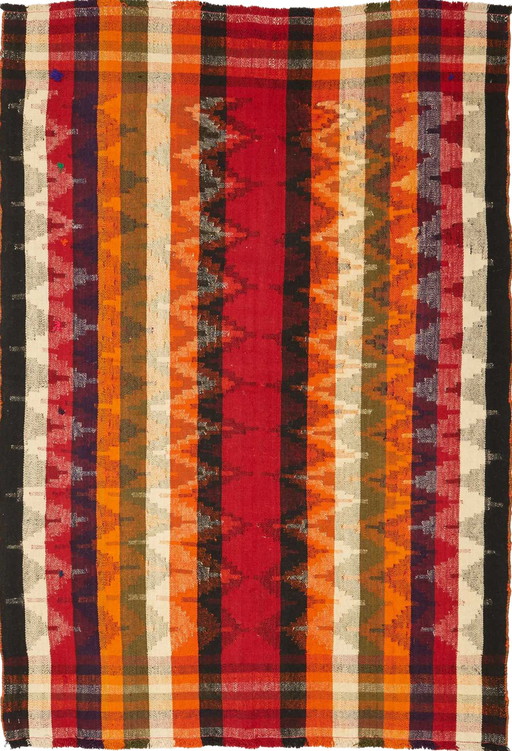 Kilim Fars Kashgaï -Tissé à la main- Pièce de collection- 202 X 145 cm No. 3322