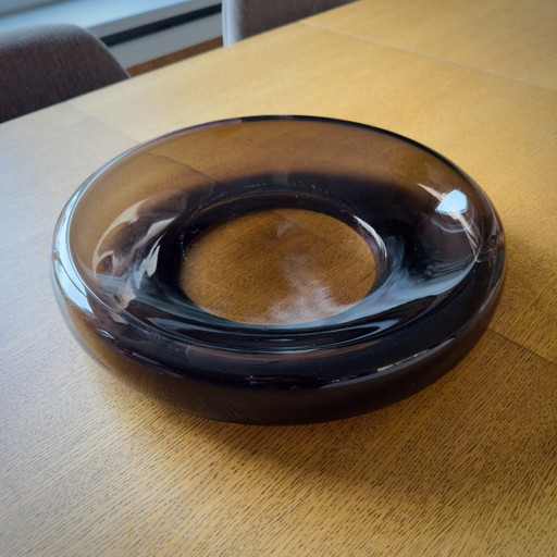 Vintage Scandinavische Amber Glas Schaal