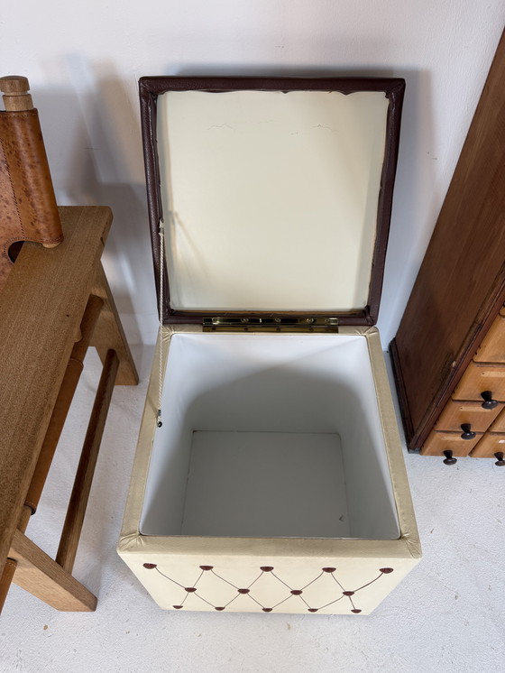 Image 1 of Vintage faux leather storage box/ottoman, 1960s