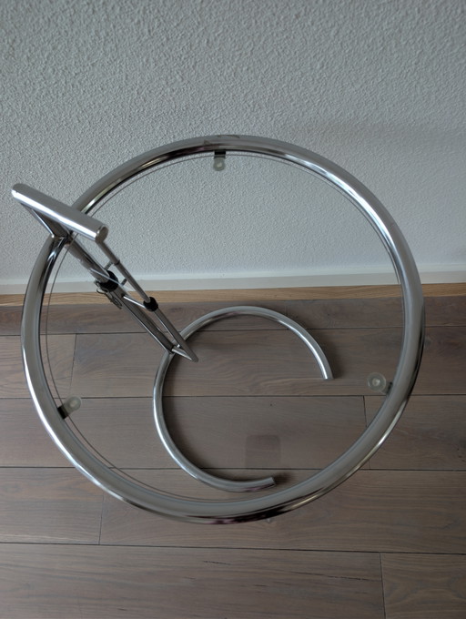 Table d'appoint vintage réglable chromée – bijzettafels, Chrome, Glass (photo 2 of 10)