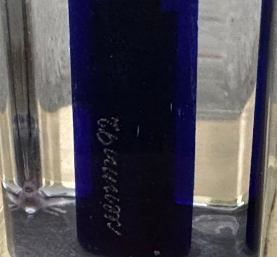 Lampadaire Venini “Tolboi”, verre Murano lattimo et bleu cobalt, signé, Doré (photo 5 sur 6)