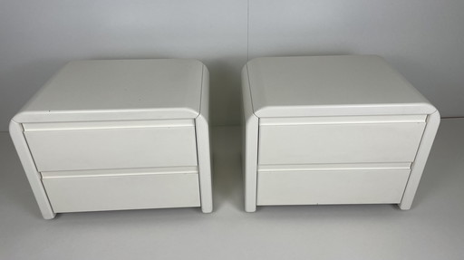 2 X Vintage Space Age Nightstands White Wood