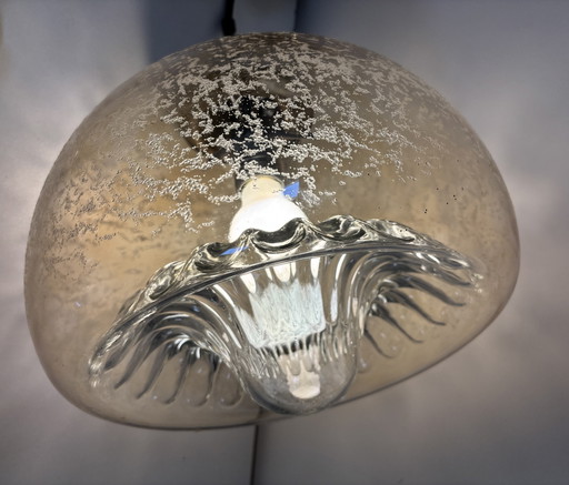 Seltene Vintage-Pendelleuchte – Glashütte Limburg mit wunderschönem Blasen-/Eis-Effekt