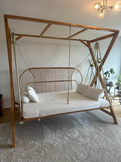 Hollywood schommelbank van acaciahout, ligbed, boho chic – ligbed tuin, Textile (photo 2 of 5)