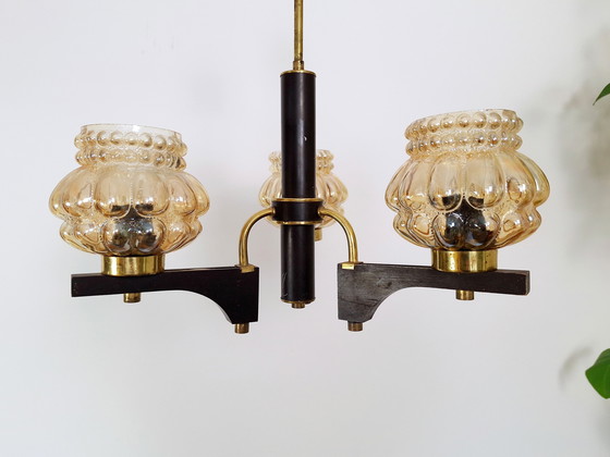 Image 1 of Mid Century Bellenkroonluchter / Vintage Hanglamp / Rustiek Elegant Lichtarmatuur / Joegoslavië jaren 1970 / Hanglamp