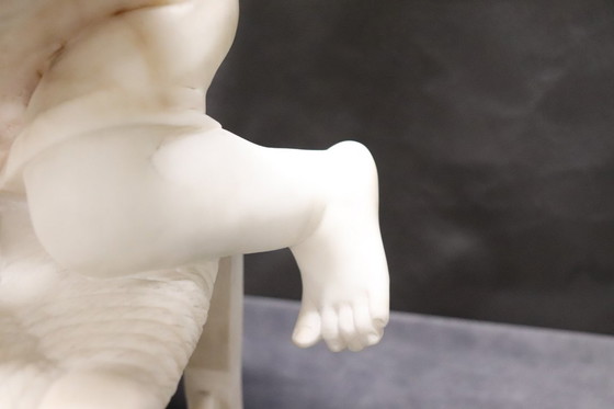 Image 1 of Child Gets off Chair, 19th Century Italian Marble Sculpture, Signed