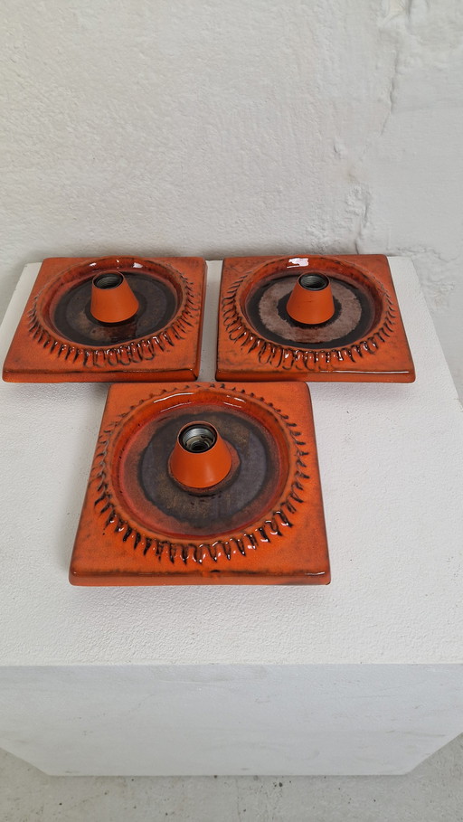 3 lampes murales ou lampes de table vintage en céramique