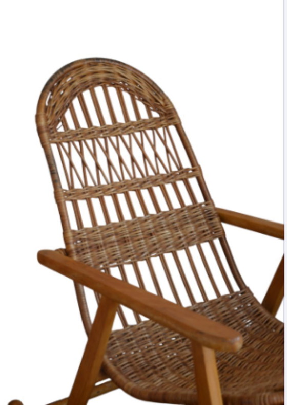 Image 1 of Sedia a dondolo vintage in vimini anni '70 – Úluv