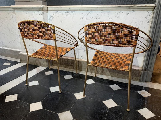 Vintage Italian Garden Patio Scoubidou Armchairs, 1950s, Set of 6 – Plastic, Iron, Italian Design (photo 15 of 18)