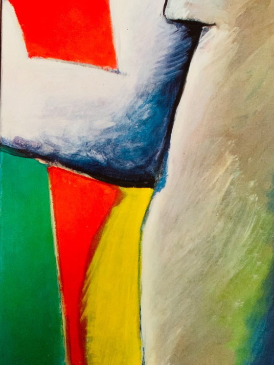 Image 1 of Horst Antes: "Zweiäugige Figur, 1965". Seltener Kunstdruck, antiquarischer Lichtdruck in ausgezeichnetem Zustand.