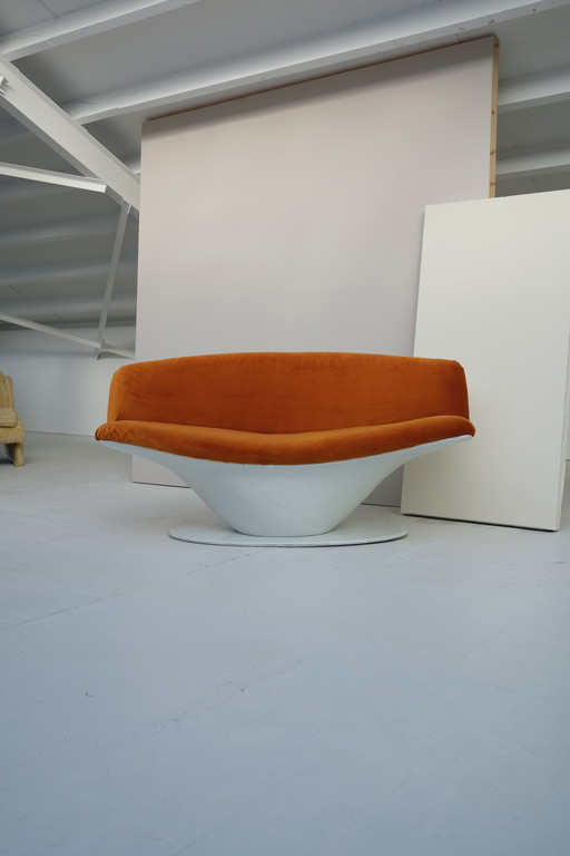 Space Age sofa plastic reupholstered