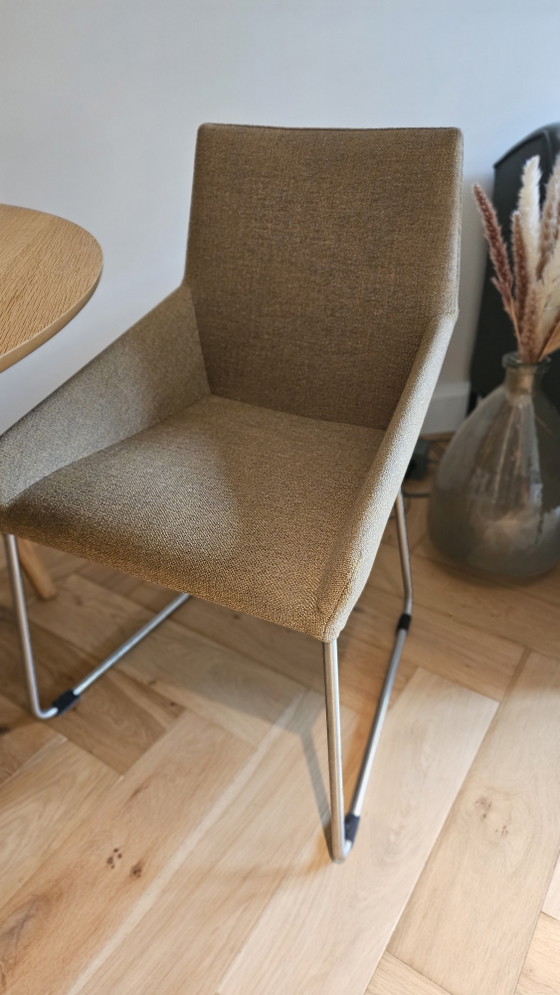 2 Design on Stock Eetkamerstoel - Model Penta - Zeer Goede Staat -l – Eetkamerstoelen, Metal, Textile (photo 5 of 7)