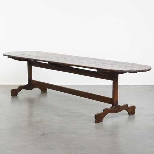 Table à manger ancienne XXL en bois de peuplier du XVIIIe siècle