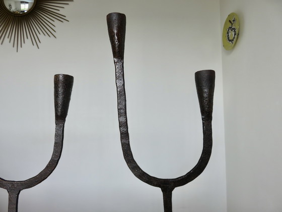 Image 1 of Kandelaars van ruw ijzer, 19e eeuw