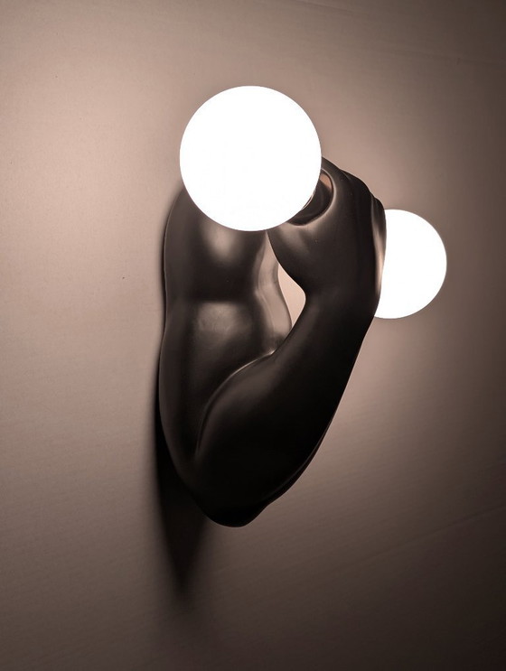 Image 1 of Applique murale en céramique noire J.C. Peiré, bras sculptural, années 1980