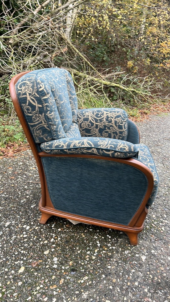 Image 1 of Banco Jugendstil kersenhouten con 2 fauteuils 