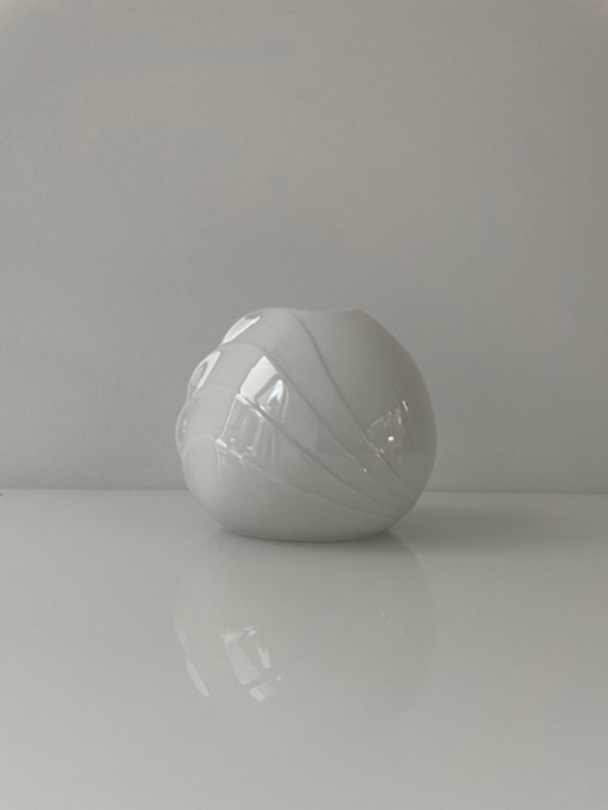 Image 1 of Vintage West German porcelain vase with wave relief