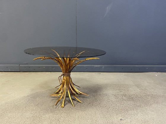 Image 1 of Vintage gilt metal sheaf of wheat coco chanel coffee table or side table, 1960s