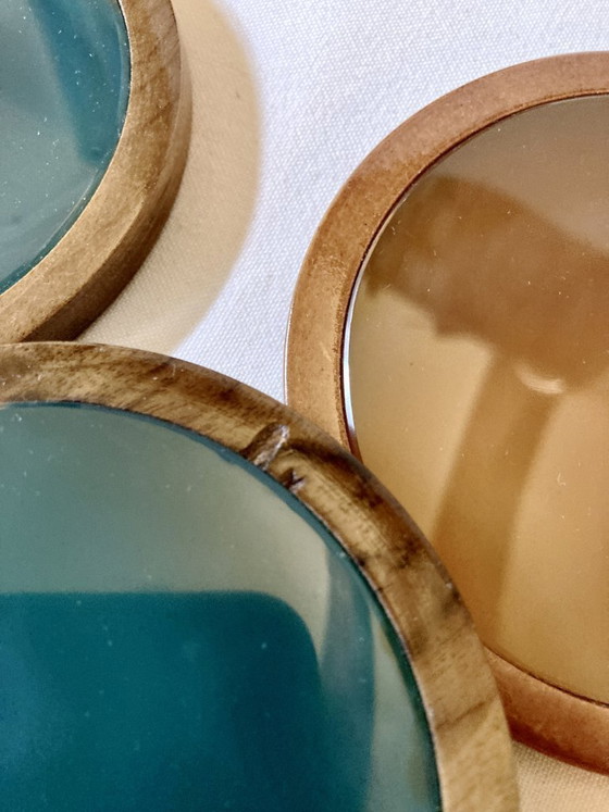 Image 1 of Set of 5 agate and walnut wood coasters