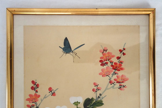 Image 1 of Set di 2 dipinti cinesi d&#39;epoca su seta