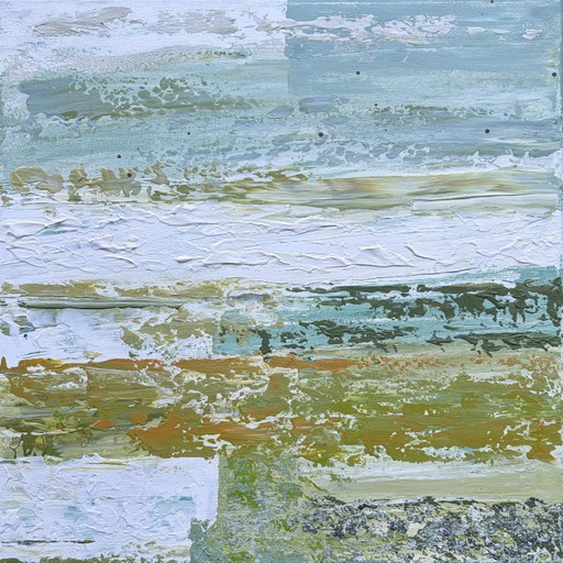 Birch I – Abstract painting inspired by birch bark | Acrylic on canvas | 40x40 cm