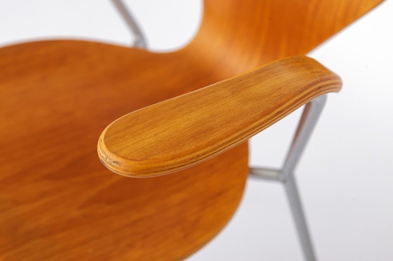Image 1 of Vintage Desk Chair in Metal & Plywood, 1980s – Minimalist Mid Century Office Chair, Restored Industrial Accent Chair
