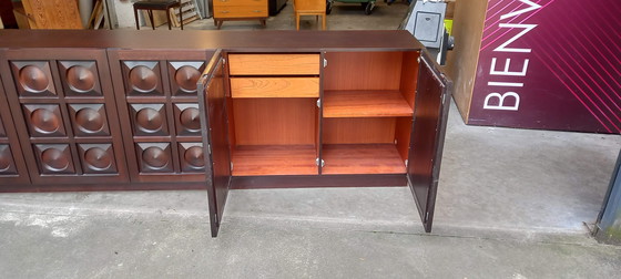 Image 1 of Sideboard Vintage Mahogany Brutalist Dresser 1970's