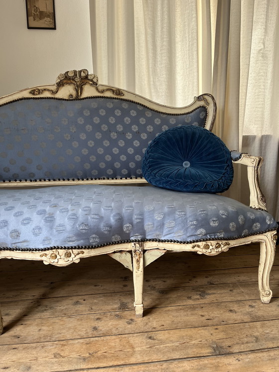 Image 1 of Hermoso banco Luis XV de estilo barroco clásico antiguo de madera tallada