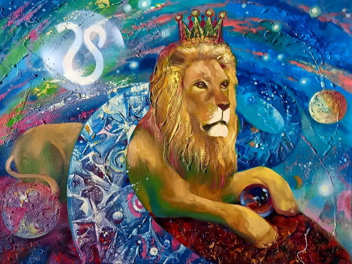 Original Ölgemälde Abstrakter Expressionismus Astrologie Sternzeichen Löwe