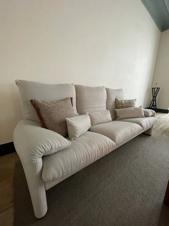 Dreisitzer-Sofa, heller Stoff, Cassina, 3-5 Sitzer Sofas, Beige, Modern (Foto 4 von 5)