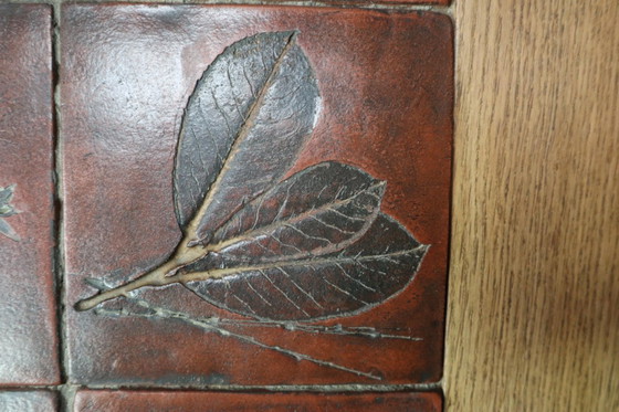 Image 1 of Tavolino in ceramica botanica di metà secolo in rovere, anni '60