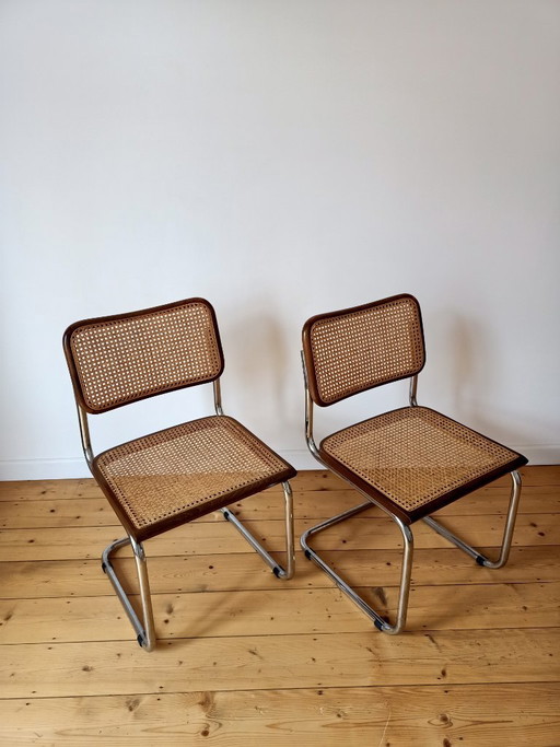 2 chaises Cesca dans le style de Marcel Breuer – eetkamerstoelen, Wood, Chrome