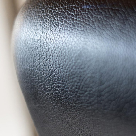 Image 1 of 1x panca industriale moderna di metà secolo per cavalli, metallo verde e pelle nera